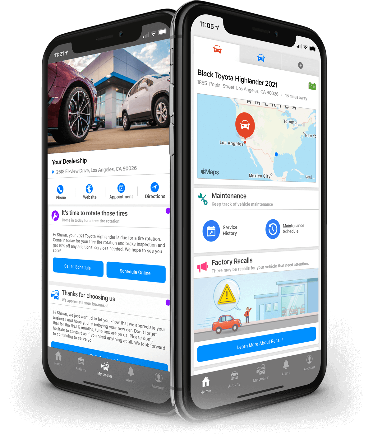 LoJack vehicle recovery app examples on mobile phone